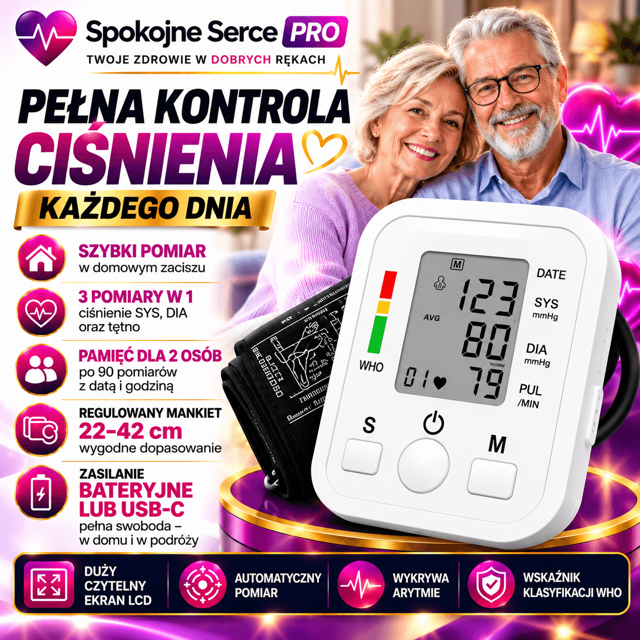 🩺Spokojne Serce PRO-Ciśnieniomierz Naramienny AUTOMATYCZNY CYFROWY🩺