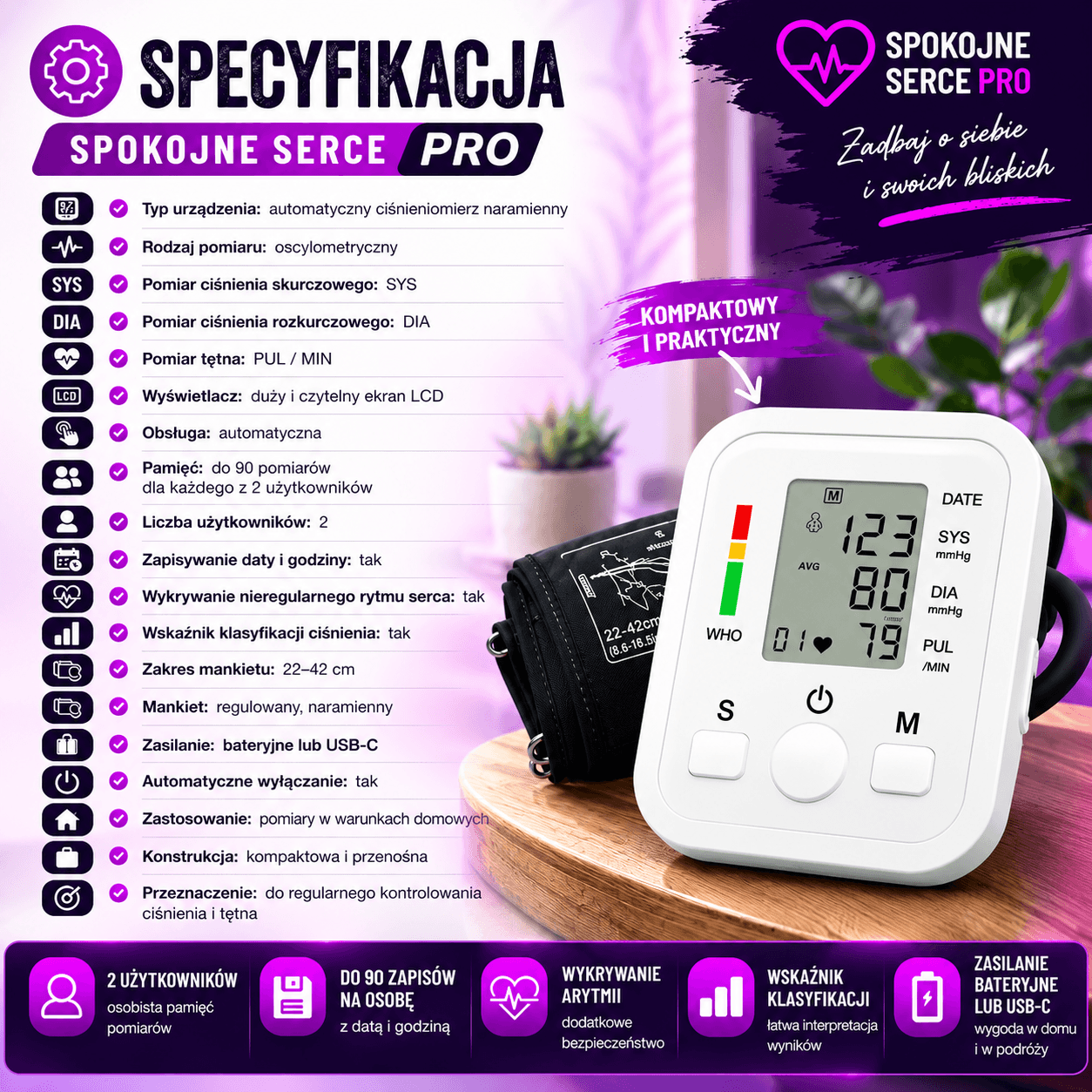 🩺Spokojne Serce PRO-Ciśnieniomierz Naramienny AUTOMATYCZNY CYFROWY🩺
